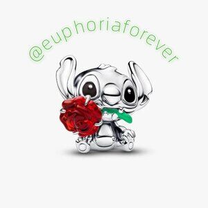 Pandora Disney Stitch Rose Murano Glass Charm